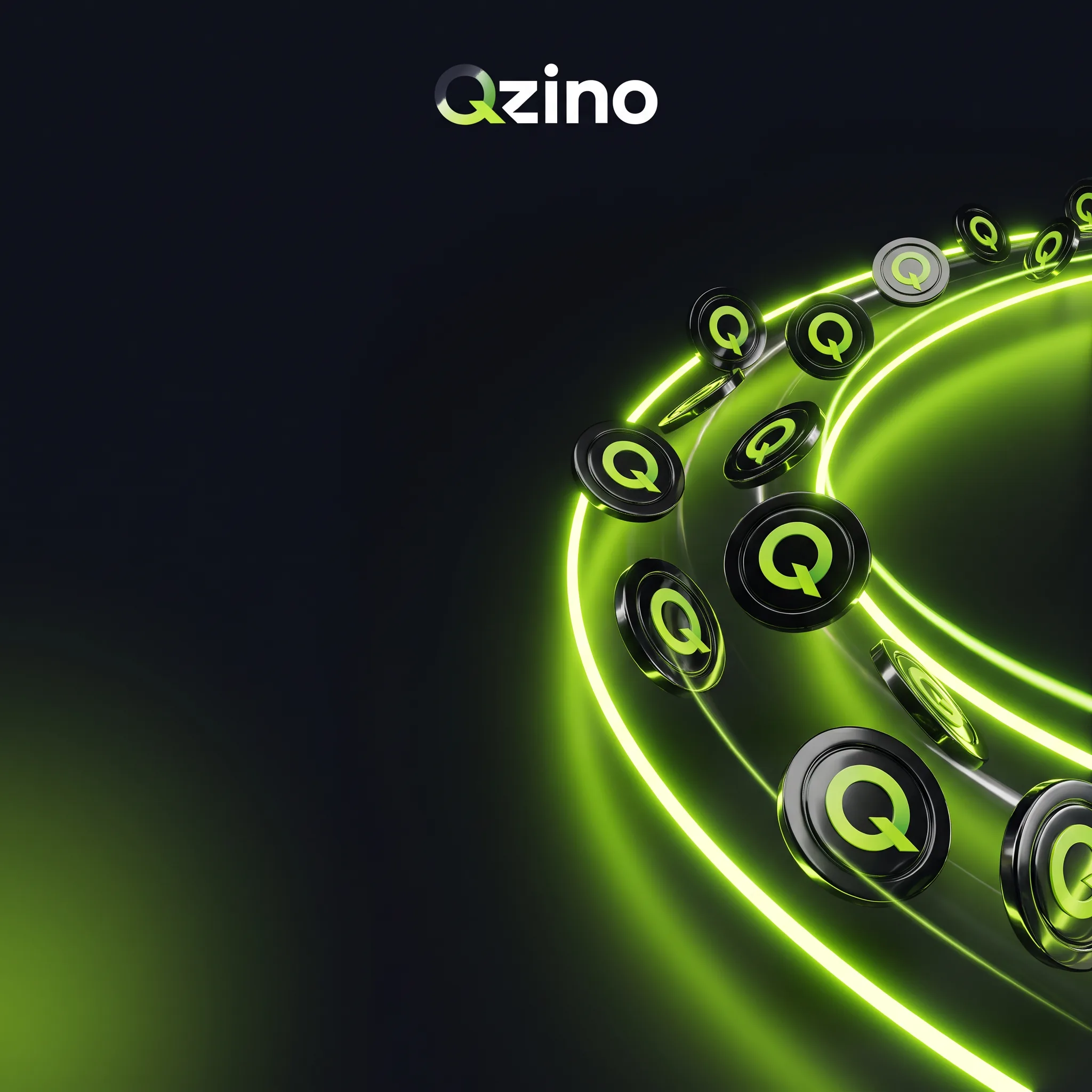 Qzino payment illustration with chrome and lime casino chips