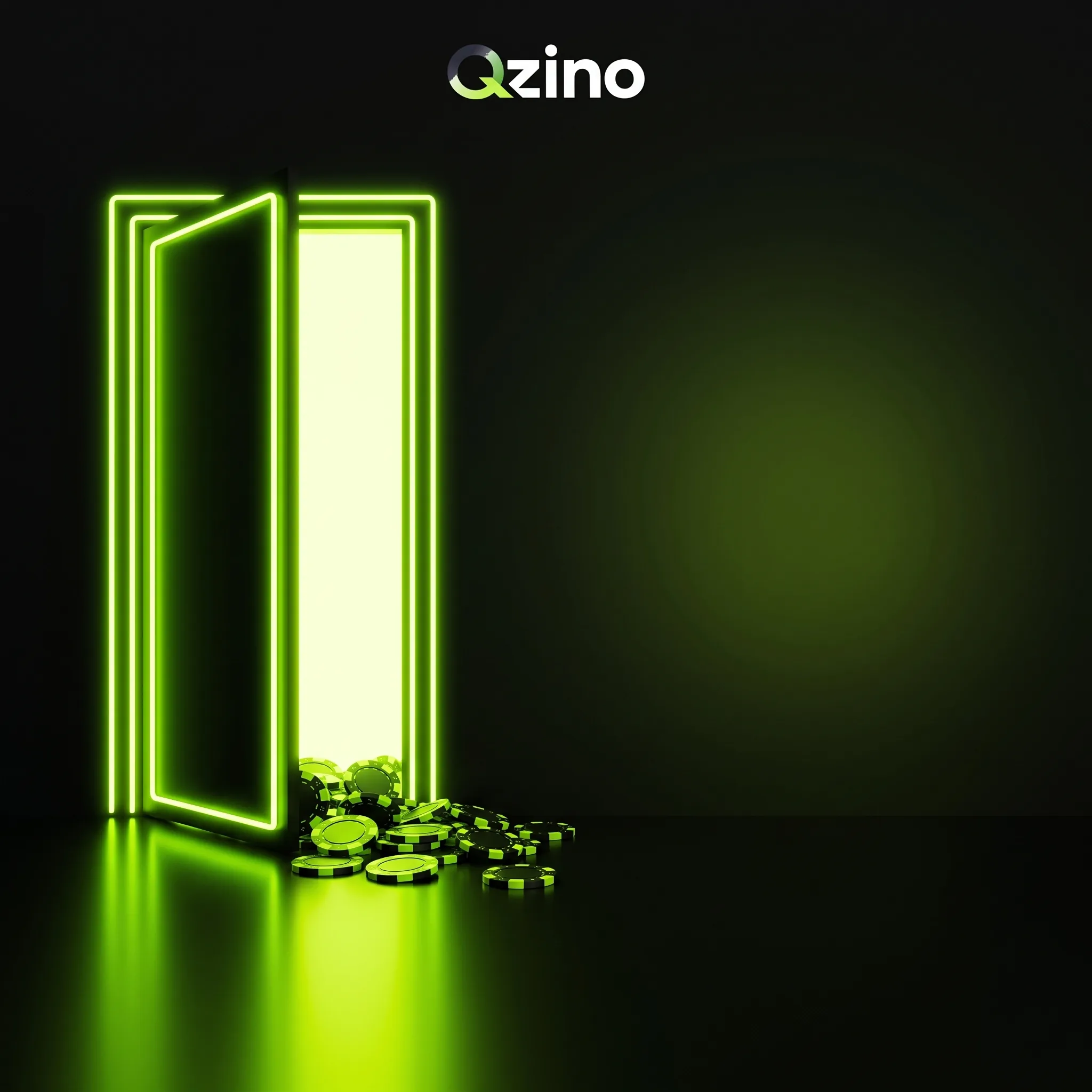 Qzino registration illustration with an illuminated doorway